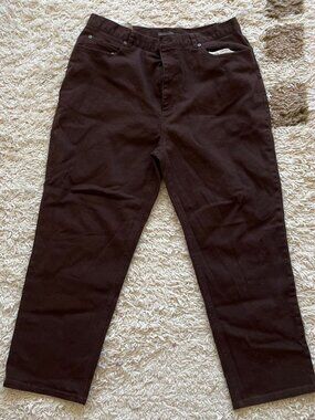 Jones Jeans Stretch Brown Denim Jeans High Rise Straight Leg Women's 18